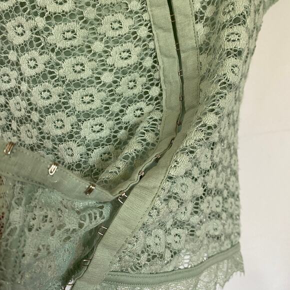 Willow Root Y2K Floral Lace Overlay Top Women XS Sage Green Coquette Cottagecore - Picture 6 of 9